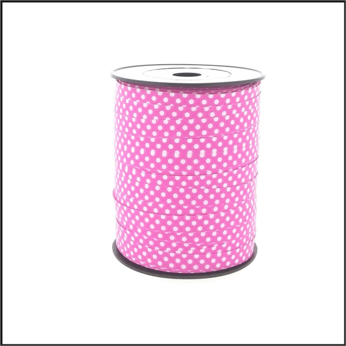 Stiplint | Krullint | cadeaulint | pink met witte stip – rol van 10mm x 250 meter